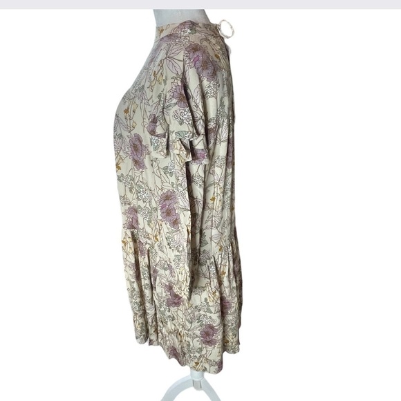 A.N.A. Cottagecore Prairie Woman’s 3/4 Sleeve Dress Cream Floral Large NWT - Picture 4 of 15